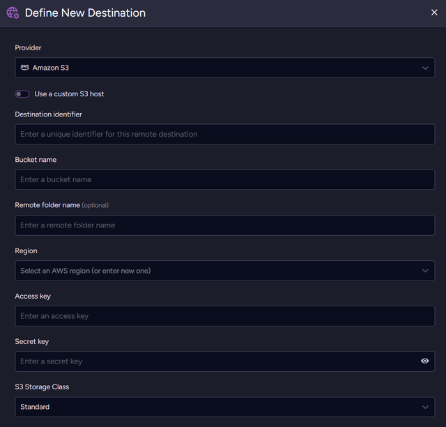 RavenDB Studio Settings tab showing the Remote Attachments configuration panel