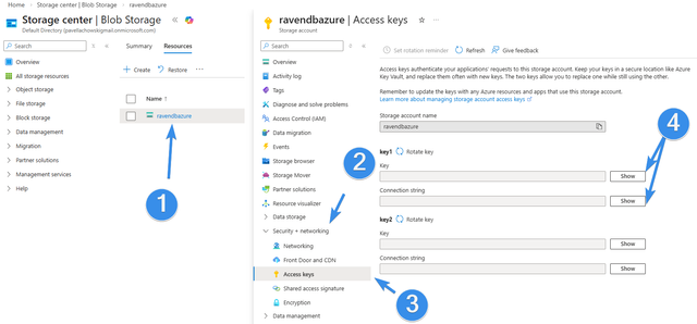 Azure Blob connection string details entered in RavenDB Studio configuration panel