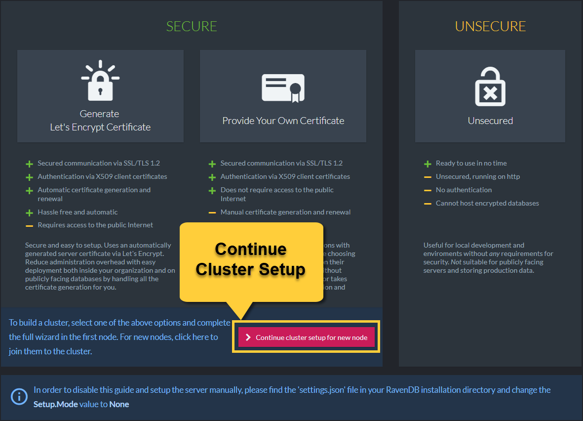 Choose Cluster Setup