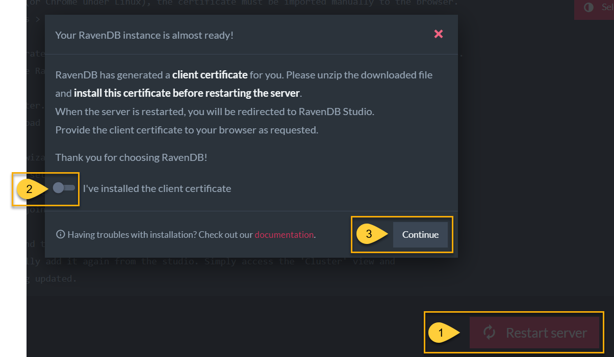 Restart Certificate Wizard Check