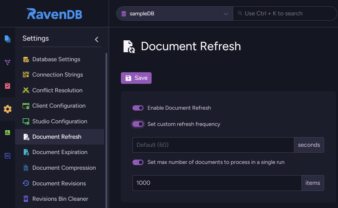 NoSQL DB Server - Document Refresh