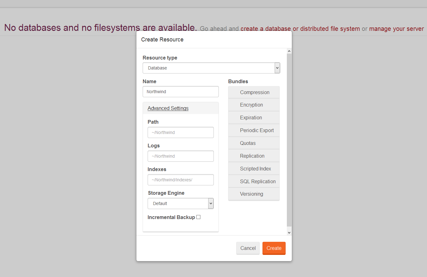 Figure 1. Studio. First run. Creating database.