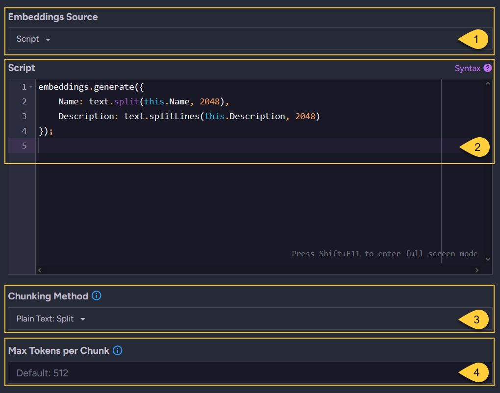 Create embeddings generation task - source by script