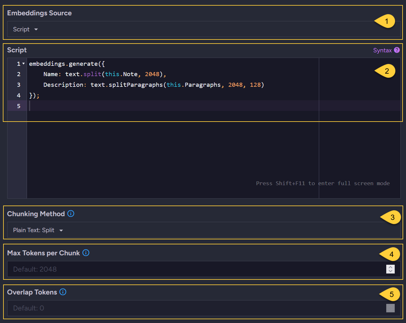 Create embeddings generation task - source by script