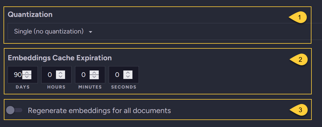 Create embeddings generation task - quantization and expiration