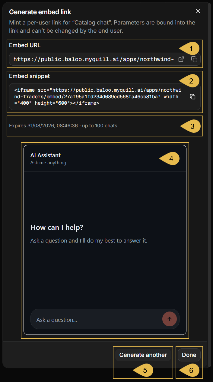 The generated link