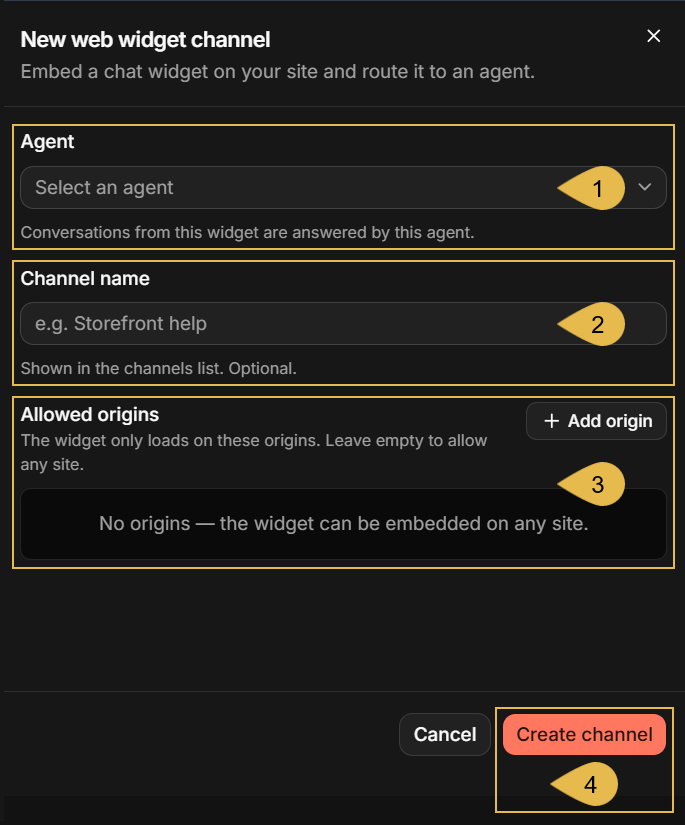 New web widget channel