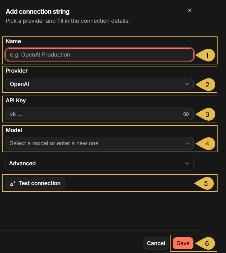 Add connection string