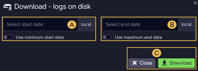 Download - logs on disk