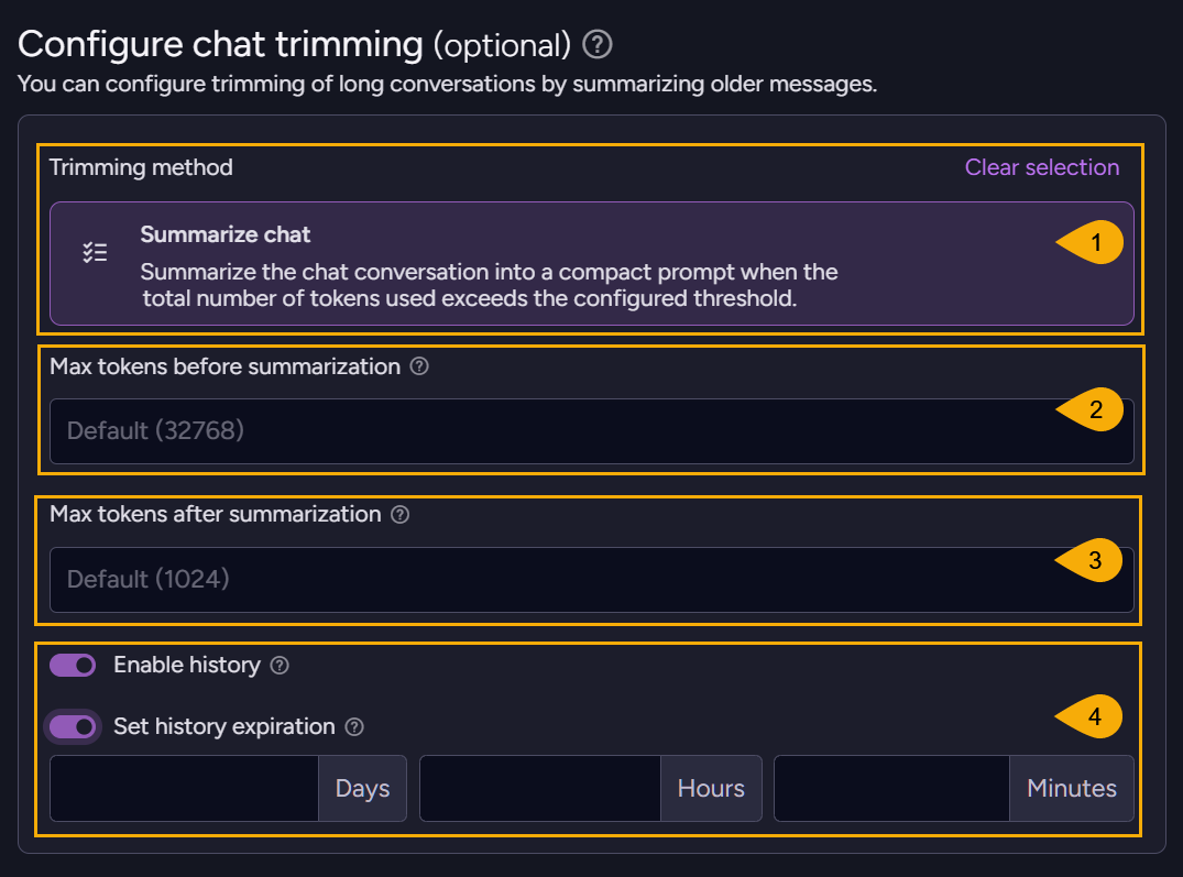Configure chat trimming