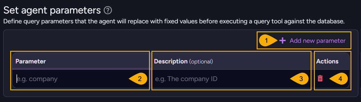 Set agent parameters
