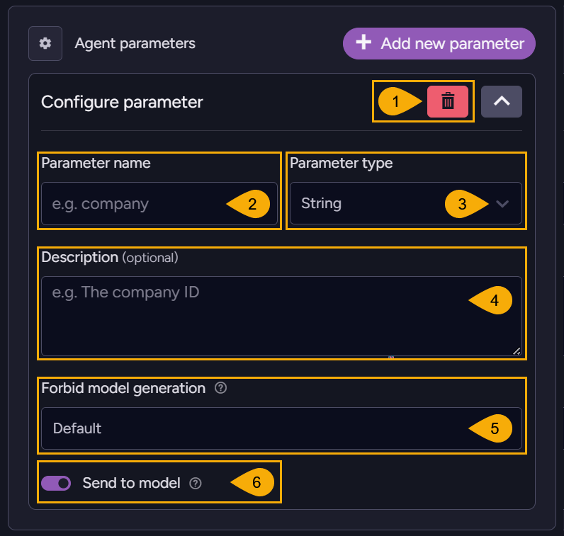 Set parameter options