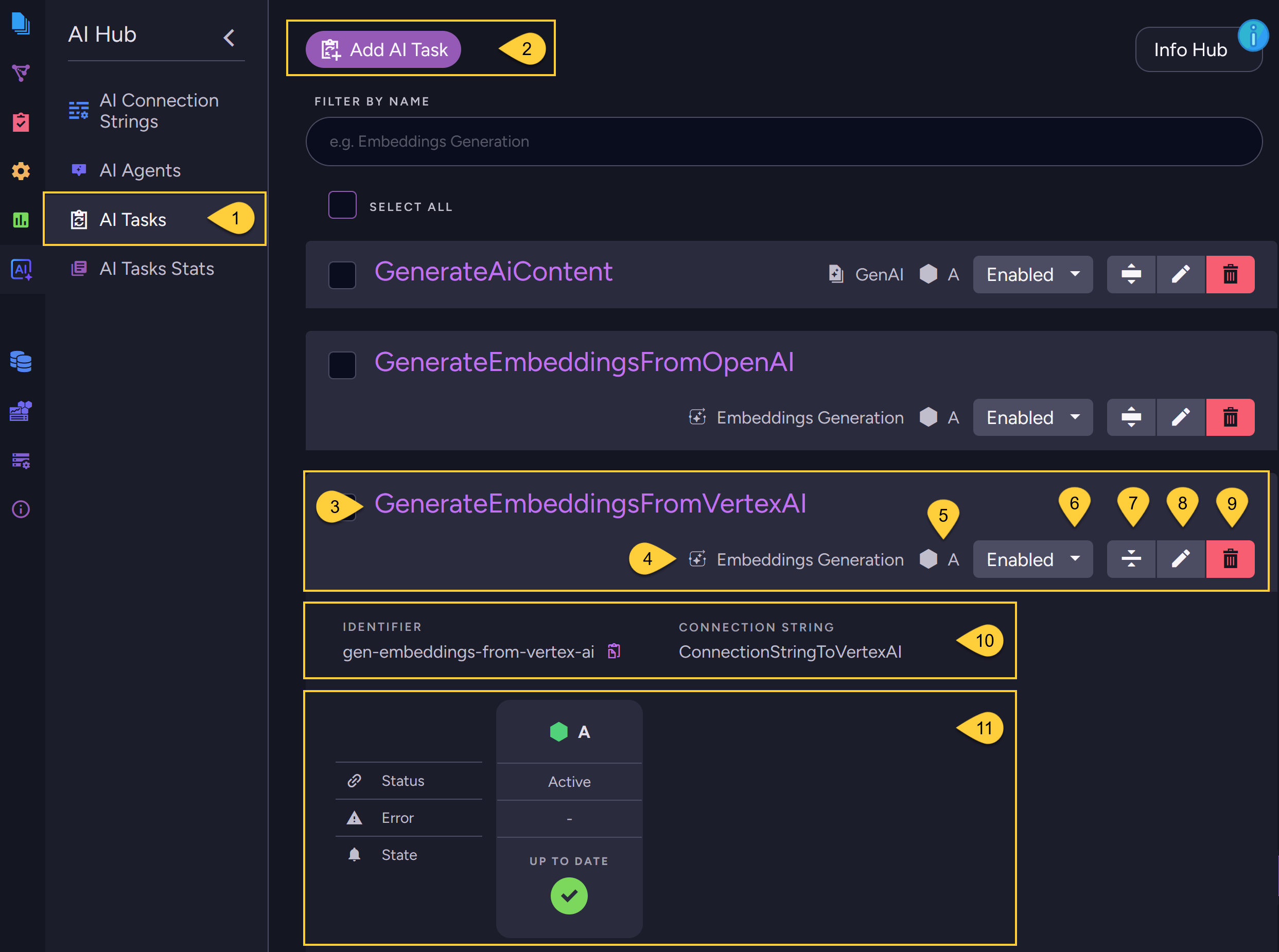 AI tasks - list view