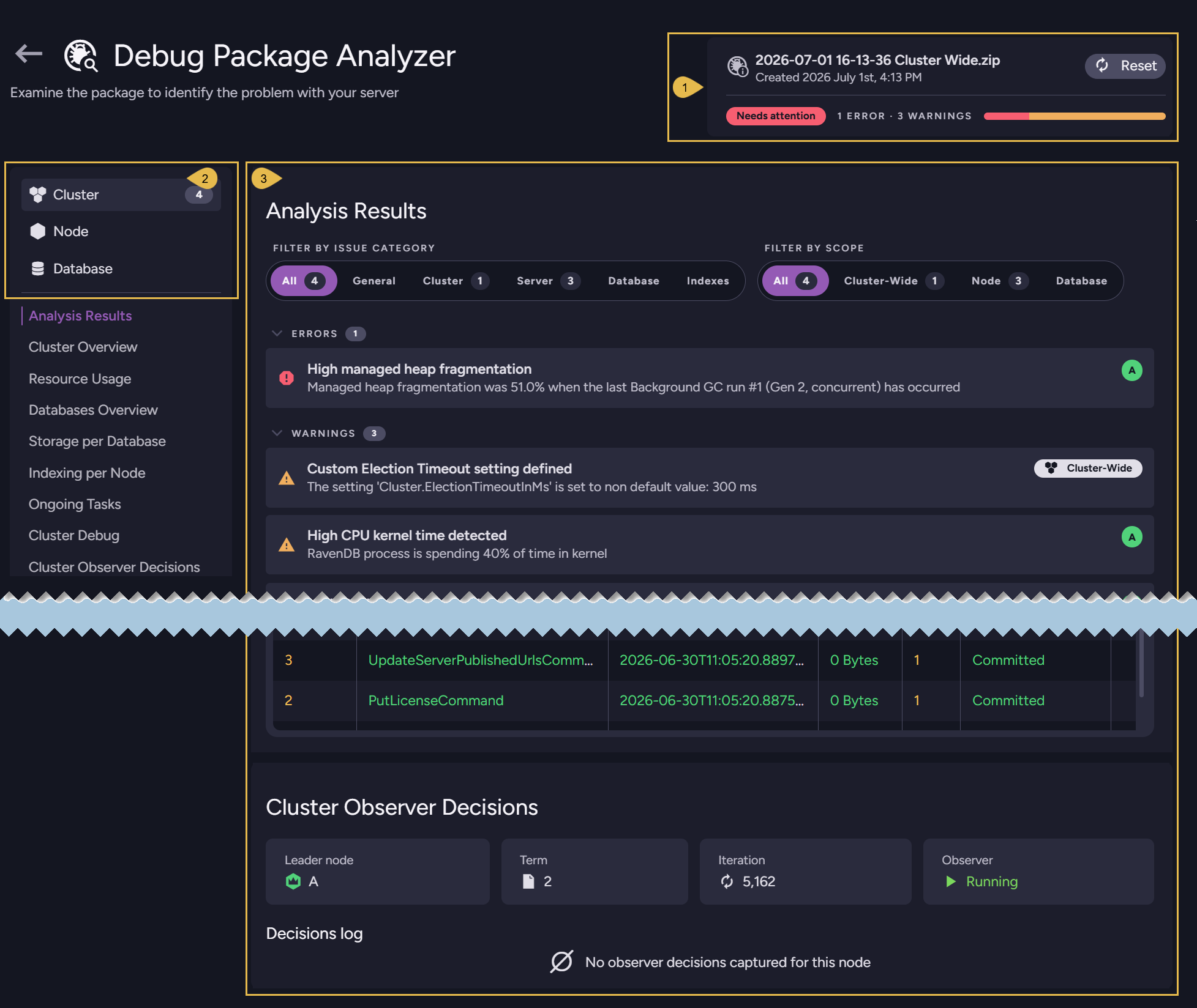 Debug Package Analyzer results