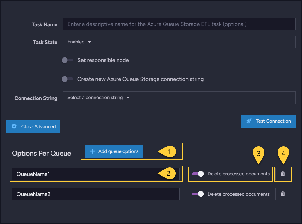 Options per queue