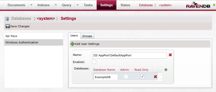 Figure 1: Windows Authentication settings