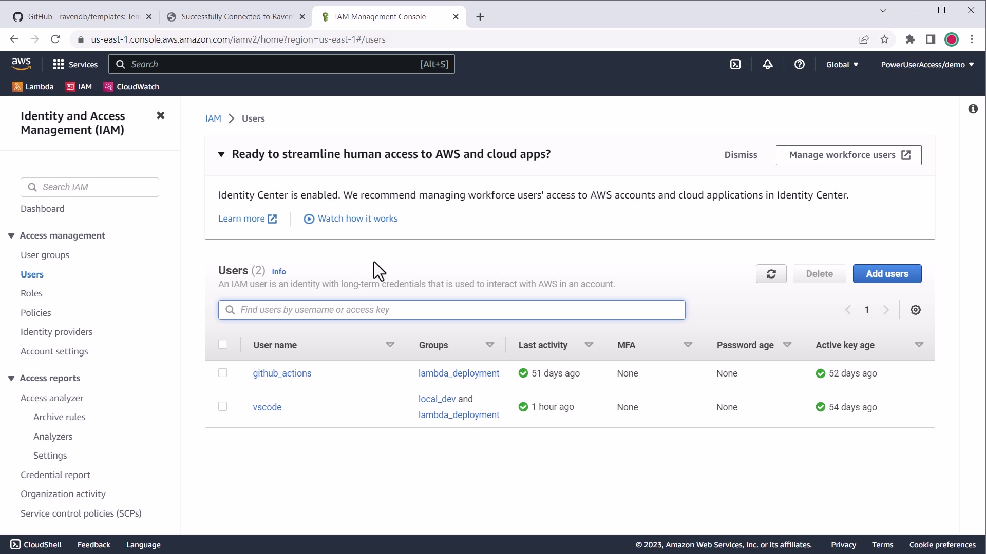 AWS IAM users for deployment