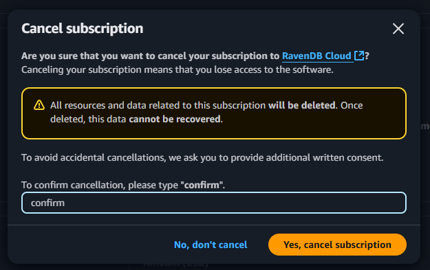 &quot;Figure 10 - AWS marketplace subscription cancellation confirmation&quot;