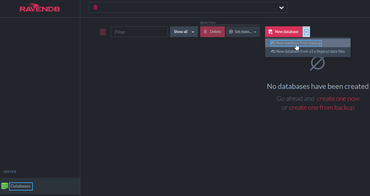 &quot;New DB From Backup&quot;
