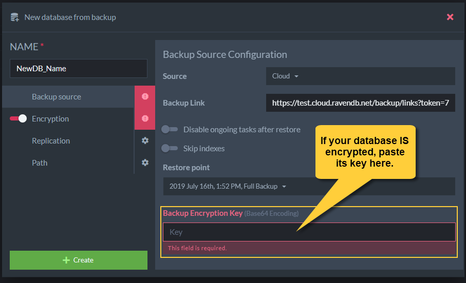 &quot;Encryption Key: Encrypted Database&quot;