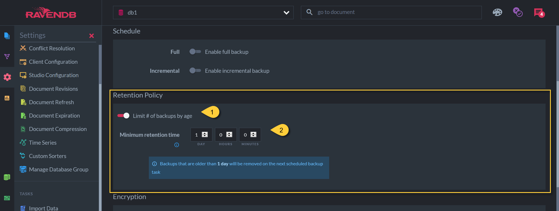 Figure 3. Backup Retention Policy