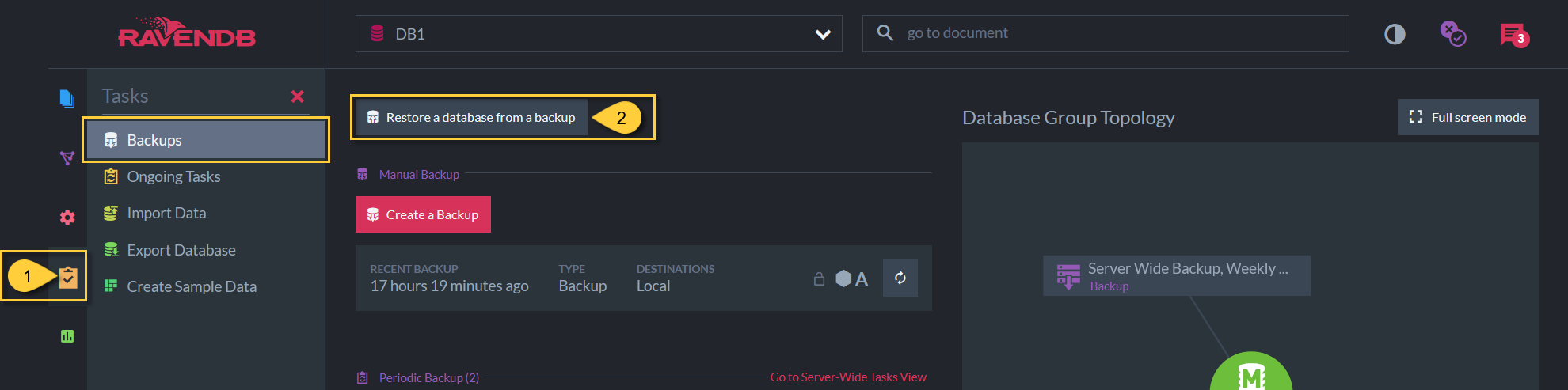 Figure 1. Create New Database From Backup