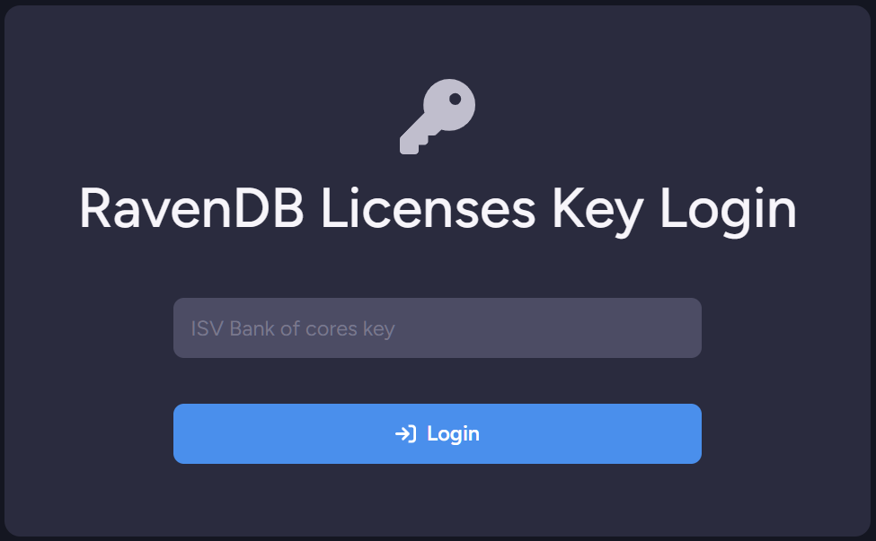 License generation login page