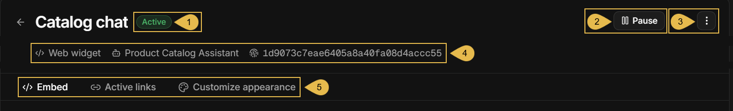 The channel's details view