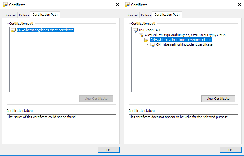 Figure 7. Client Certificate Chain