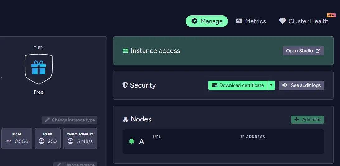 Audit logs download panel in the RavenDB Cloud Portal