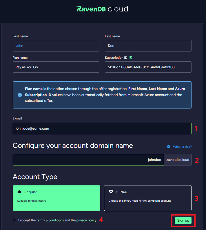 &quot;Figure 6 - RavenDB Cloud Azure Marketplace Landing Page&quot;