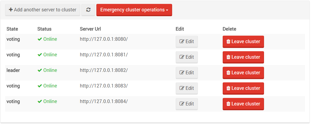 Figure 5. Studio. Manage Your Server. Five Node Cluster.