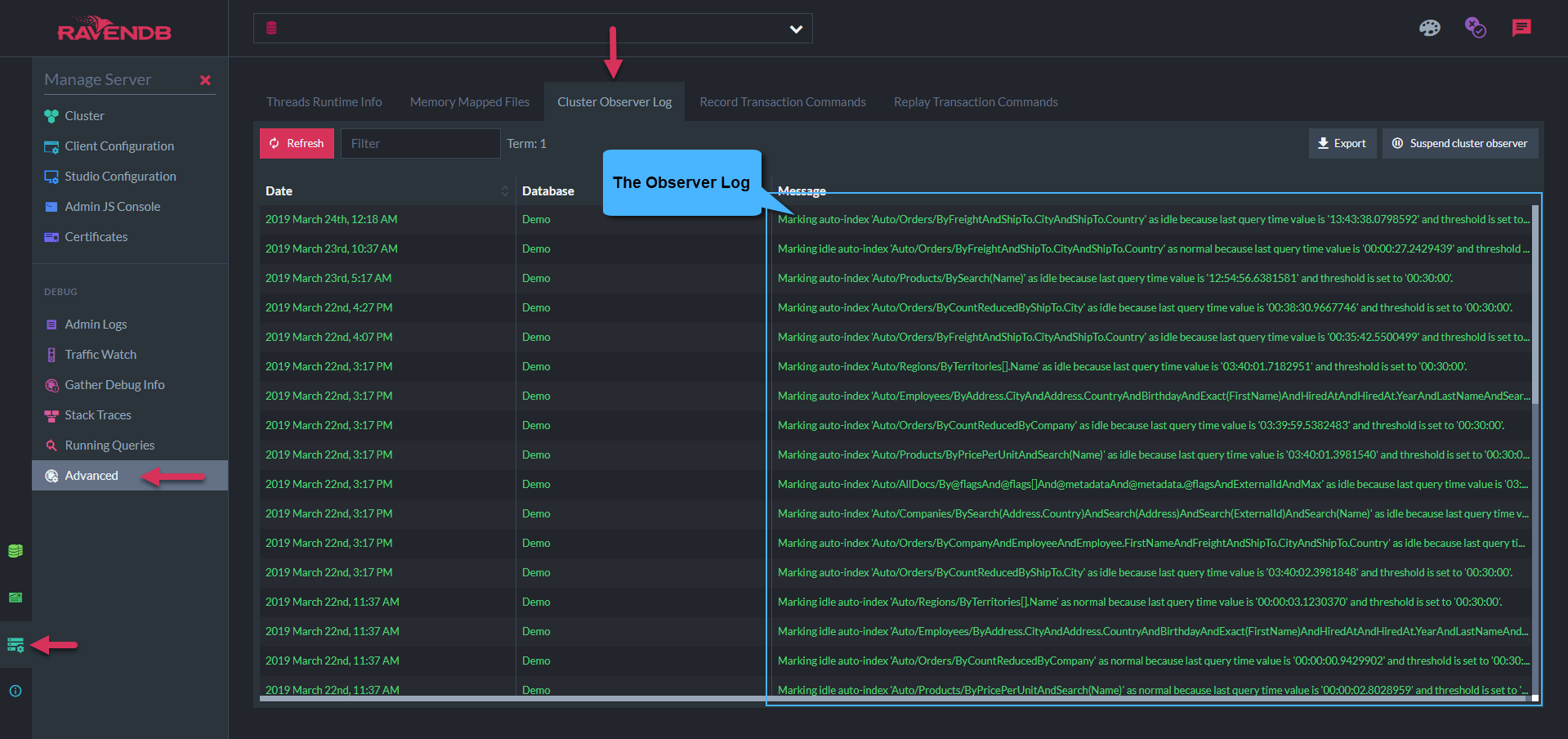 Figure 1. The Observer Log