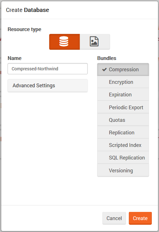 Figure 1. Studio. Compression. Create database.