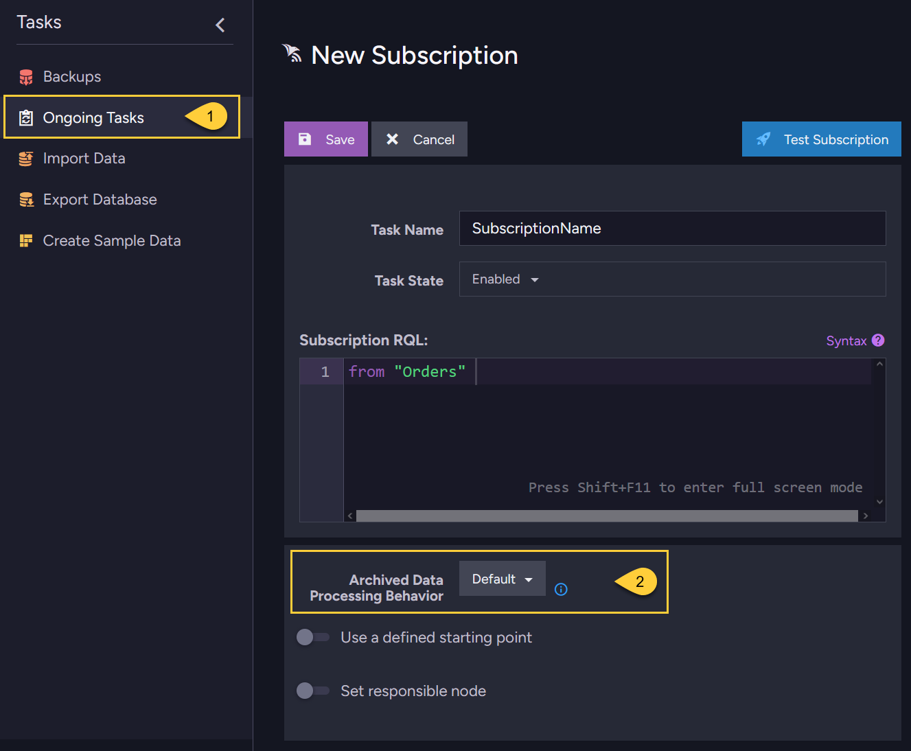 Configure subscription