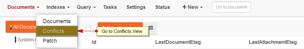 Figure 1. Studio. Conflicts View. Accessing the view.