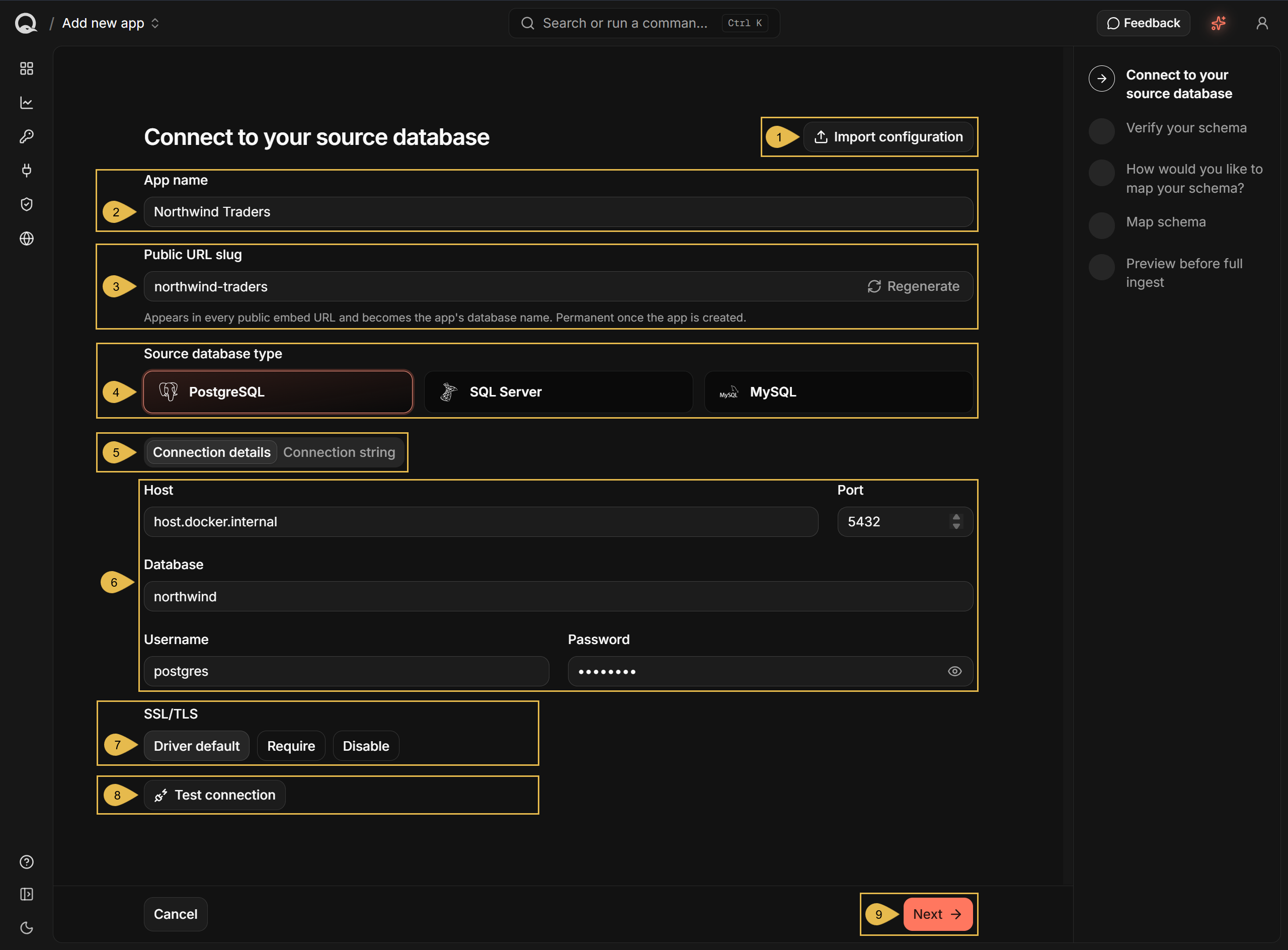 Connect to your source database