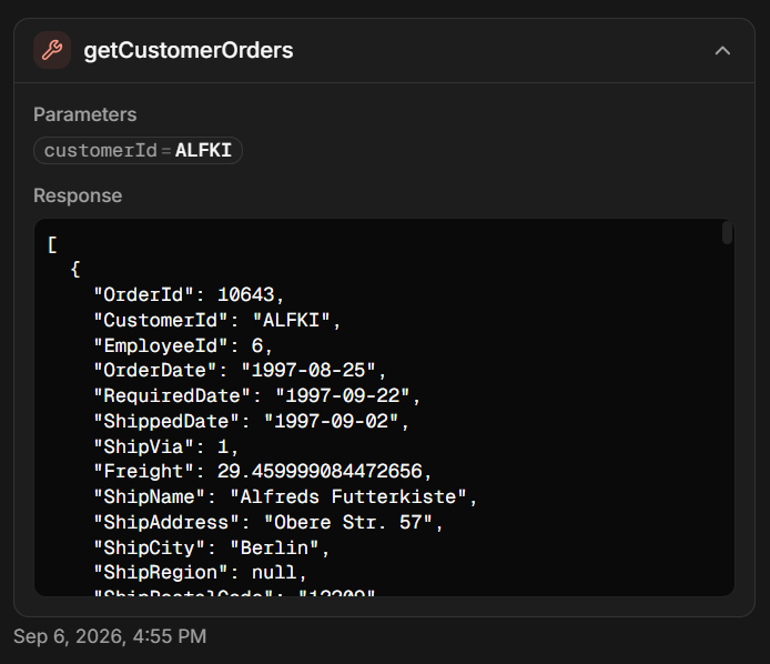 An expanded tool call