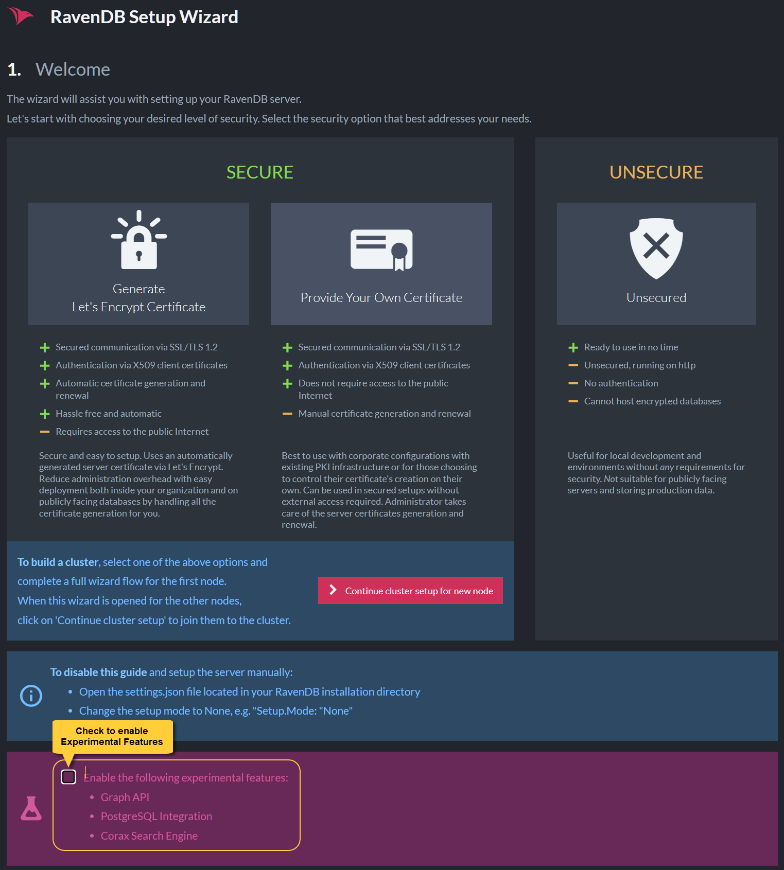 Enable Experimental Features