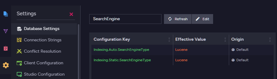 Database Settings