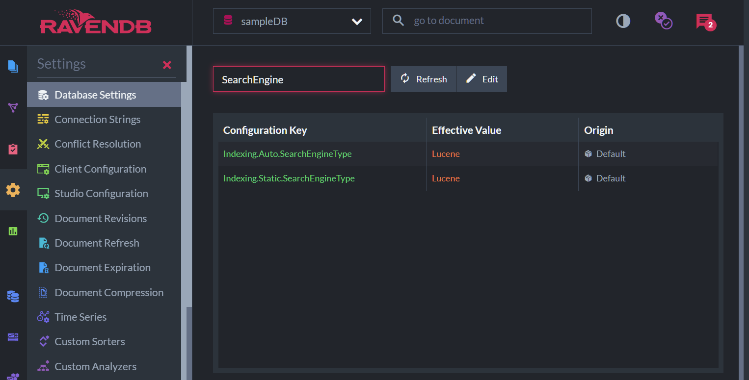 Database Settings