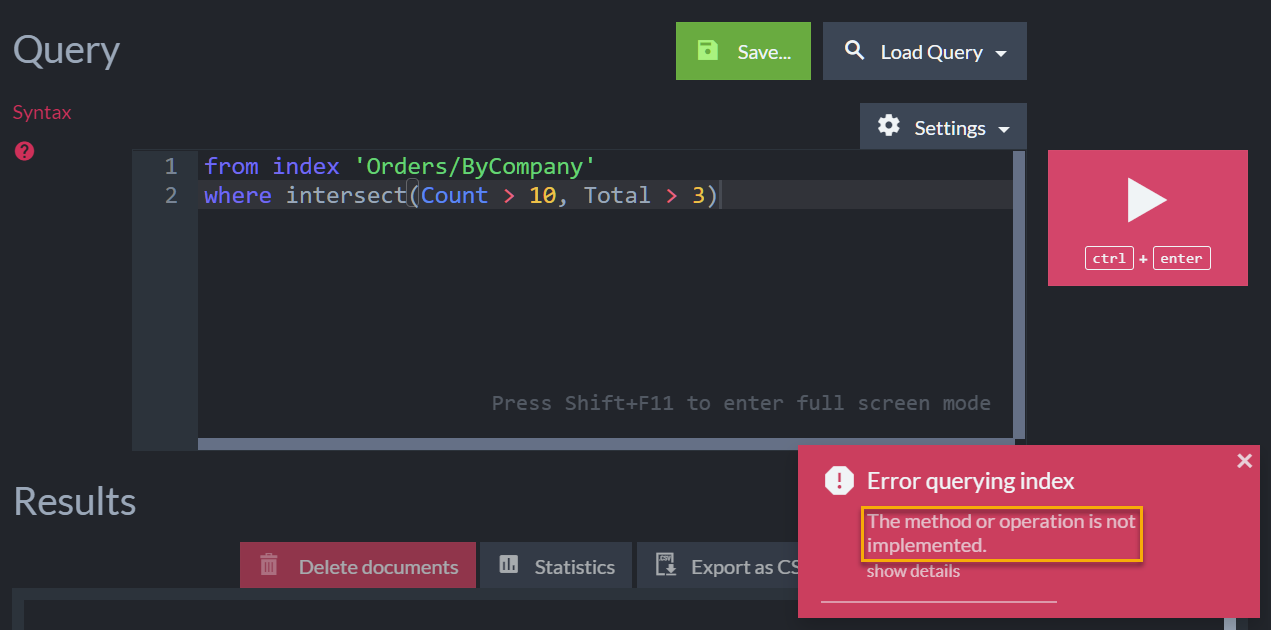 Method Not Implemented Exception