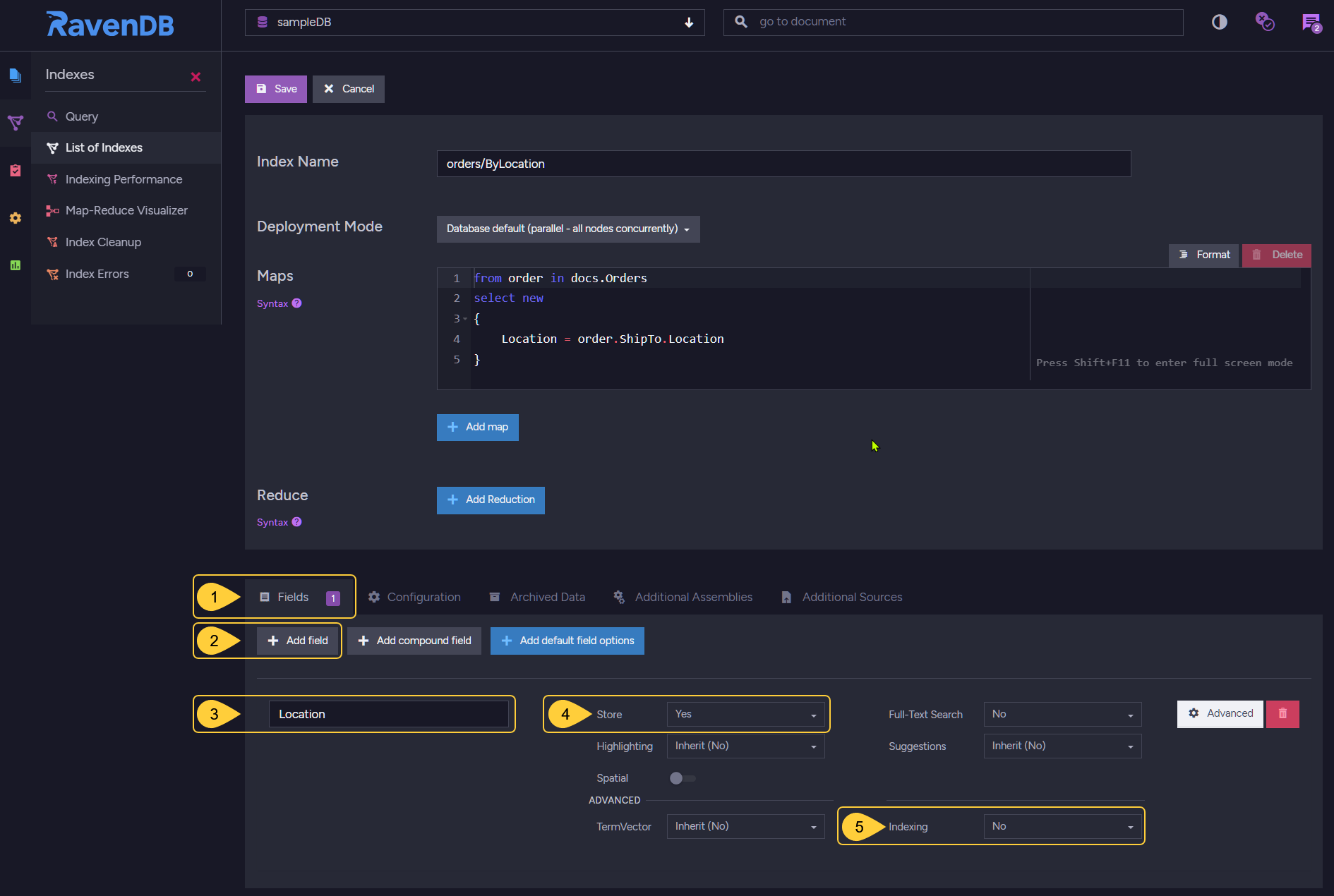 Disable indexing of a Nested Field