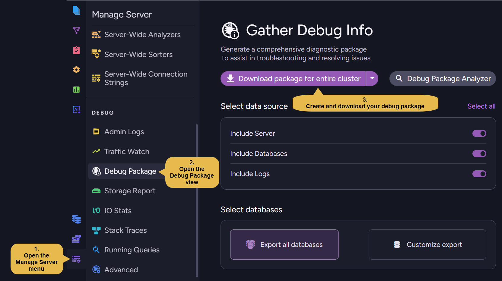 Create debug package