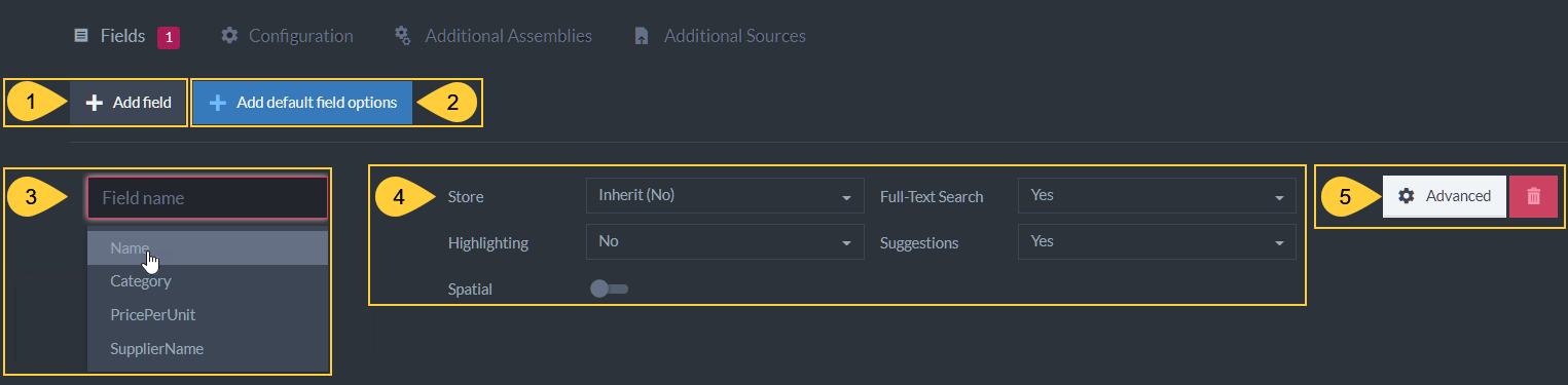 Figure 3a. Index Field Options