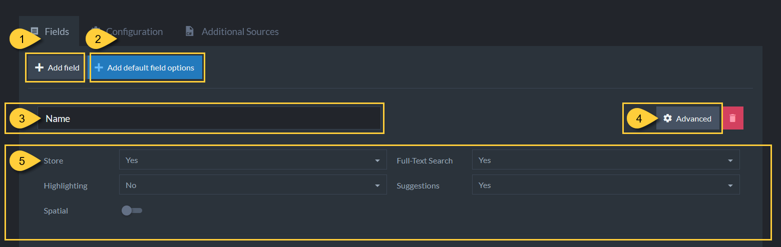 Figure 3a. Index Field Options