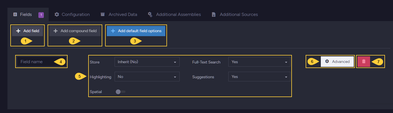 Index Field Options