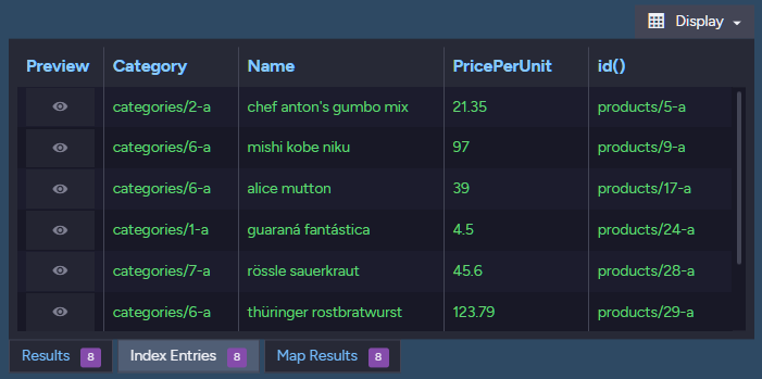 Index Entries Tab
