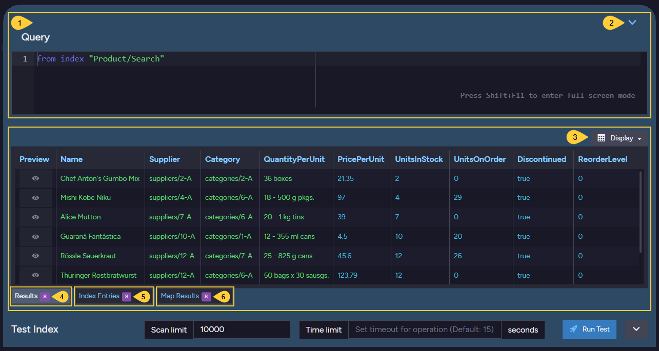Expanded: Test Index Interface