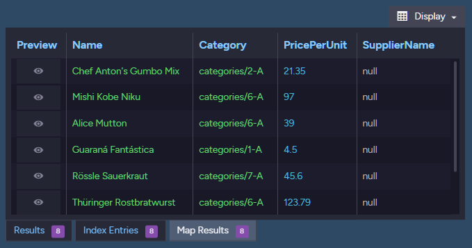 Map Results Tab
